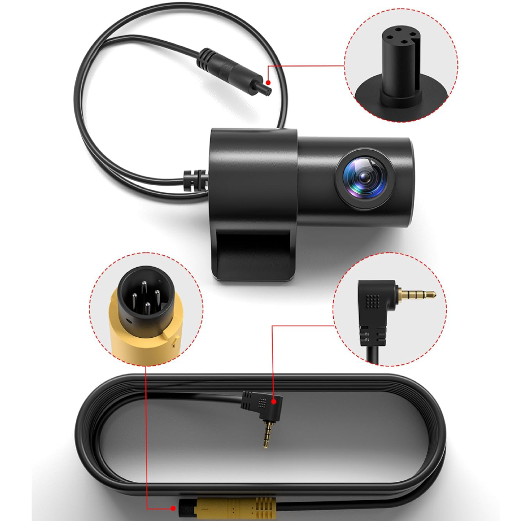 QOZ Caméra arrière 1080P AHD – Caméra d’image inverse 4 broches 2.5mm Jack compatible Carplay