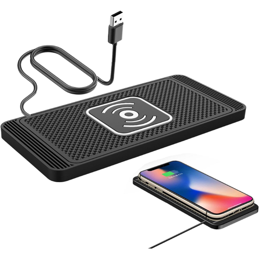 Chargeur sans fil de voiture – Compatible iPhone 16 à X, Samsung S24/S23, support en silicone avec charge rapide