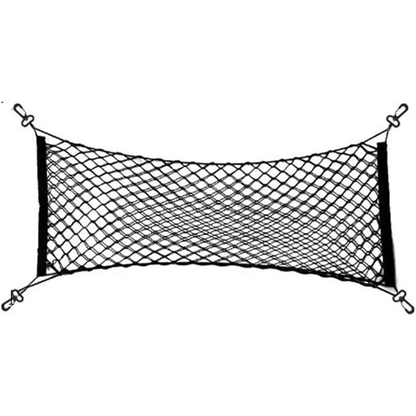 Support de filet universel pour coffre de voiture – Maille élastique nylon 90×40 cm / extensible jusqu’à 110 cm, 4 poches &amp; crochets