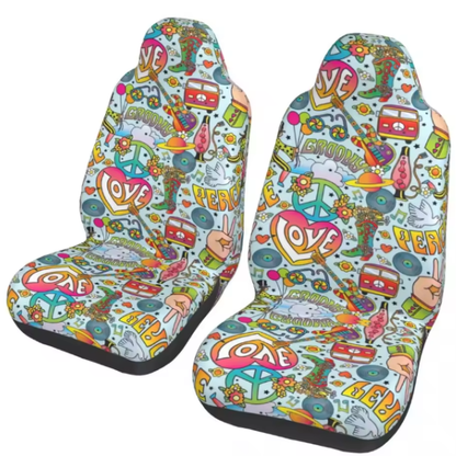 HIPPIE VAN Peace Love housses de siège avant – Protection universelle à imprimé hippie